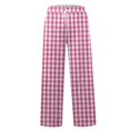 thumbnail image 6 of WTOBBY Women's Wide Leg Casual Pants High Waist Plaid Sports Trousers, Comfortable Stretch Athletic Pants for Jogging and Lounge Wear,Hot Pink XL, 6 of 6