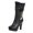 Black, variant on jovati Autumn And Winter Waterproof Platform Highheeled Flower Fringed Womens Boots