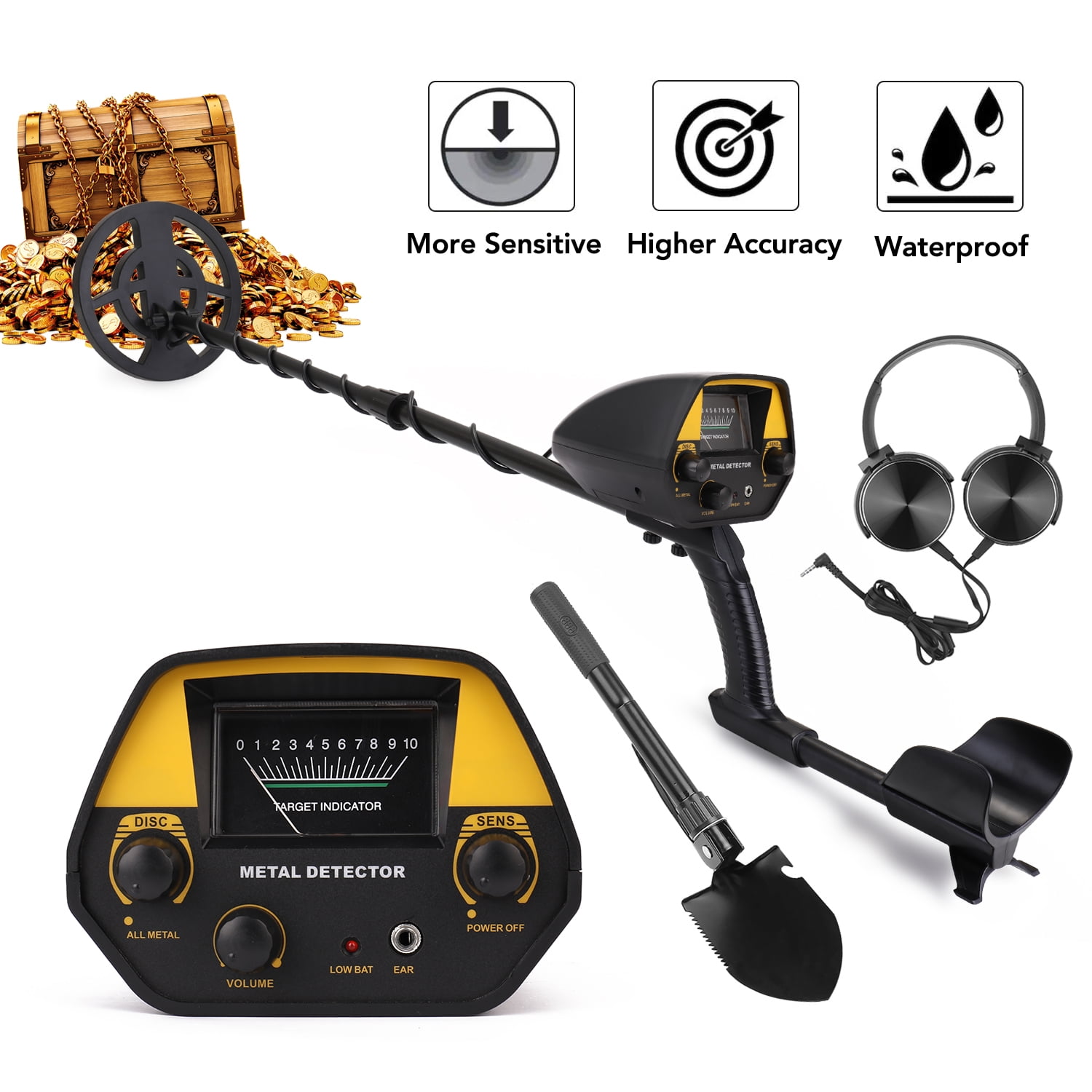 Details about  / Deep Ground Waterproof Metal Detector Gold Finder LCD Display Shovel Coil Pro
