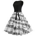 thumbnail image 2 of IROINNID Sleeveless V-Neck Dress For Women Summer Vintage Splicing Party Swing Dress Prints Below The Knee A-Line Dress, 2 of 6