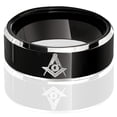 thumbnail image 4 of Tungsten Wedding Band Ring Men's Black and Silver Polished Masonic Mason Symbol Knights Templar, 4 of 5