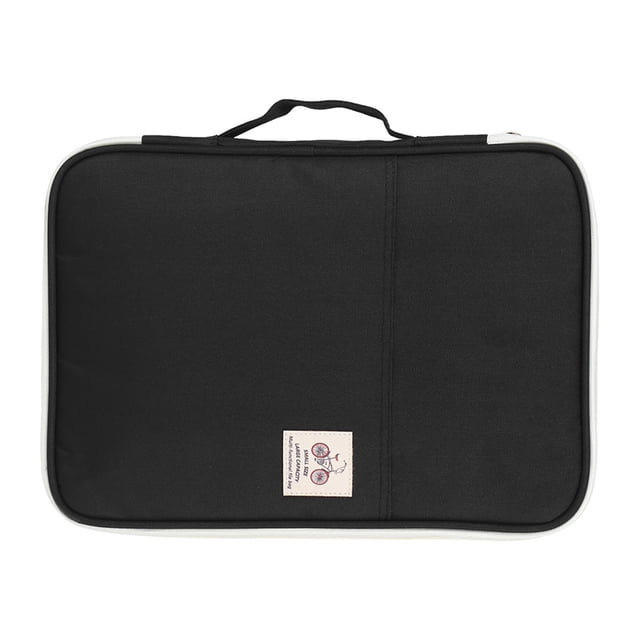 Carpeta de archivos A4 para documentos, organizador de portafolios, estuche con cremallera para computadora portátil (negro)