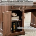 thumbnail image 5 of T4TREAM Executive Desk with Hutch, Farmhouse Office Desk with Charging Station & Wood Bookshelf Drawers and Storage Cabinet, Brown, 5 of 8