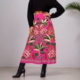 thumbnail image 2 of Wxolcjlv Womens Tropical Floral Print High Waist Midi Skirt Straight Cut Long Skirts, 2 of 5