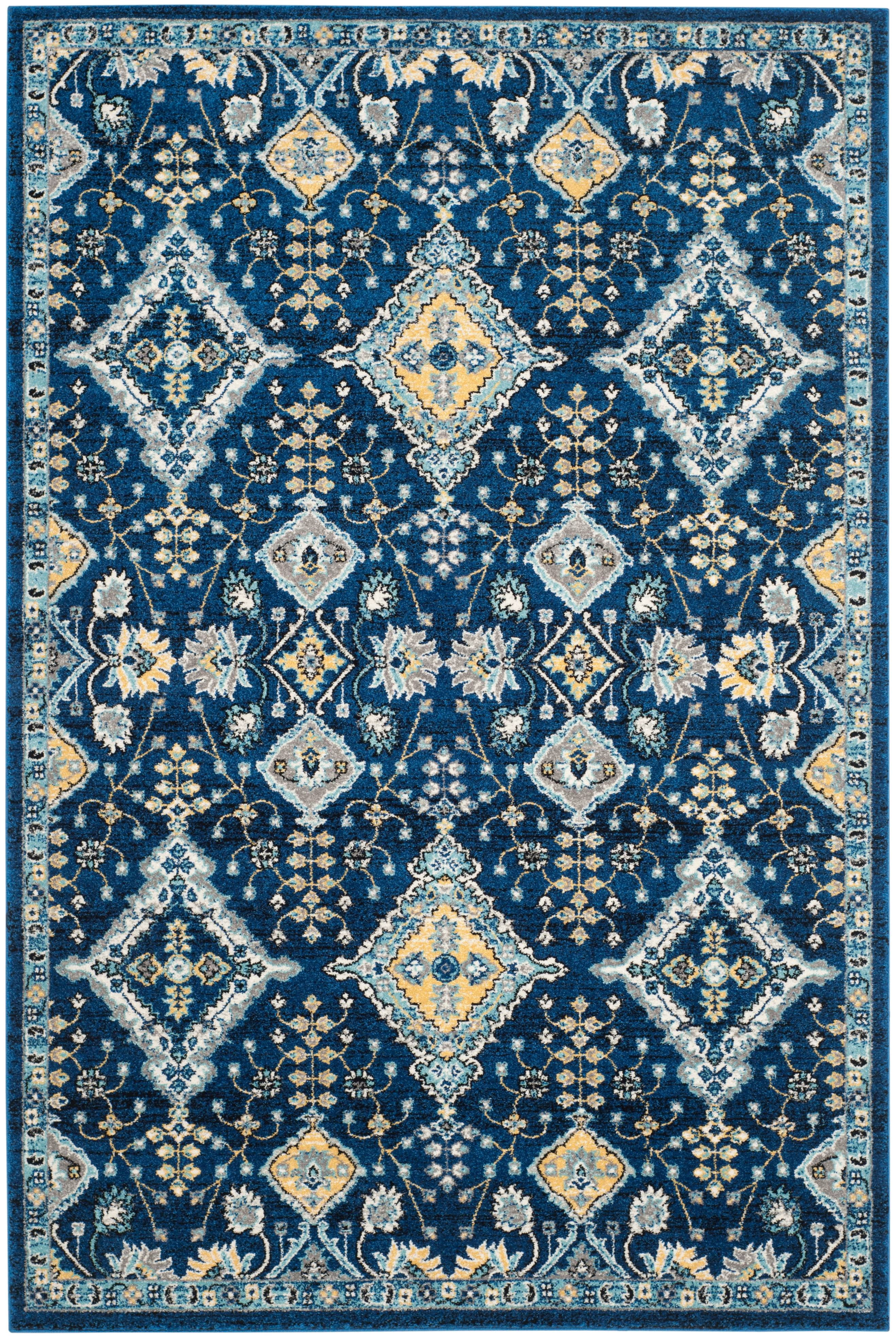 SAFAVIEH Evoke Stamen Bordered Area Rug, Royal/Ivory, 6'7" x 9'
