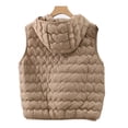 thumbnail image 3 of OGLCCG Women's Lightweight Hooded Vest Full Zip Thin Warm Sleeveless Jacket Casual Fall Winter Soft Cropped Quilted Puffer Vest,XL,Khaki, 3 of 7