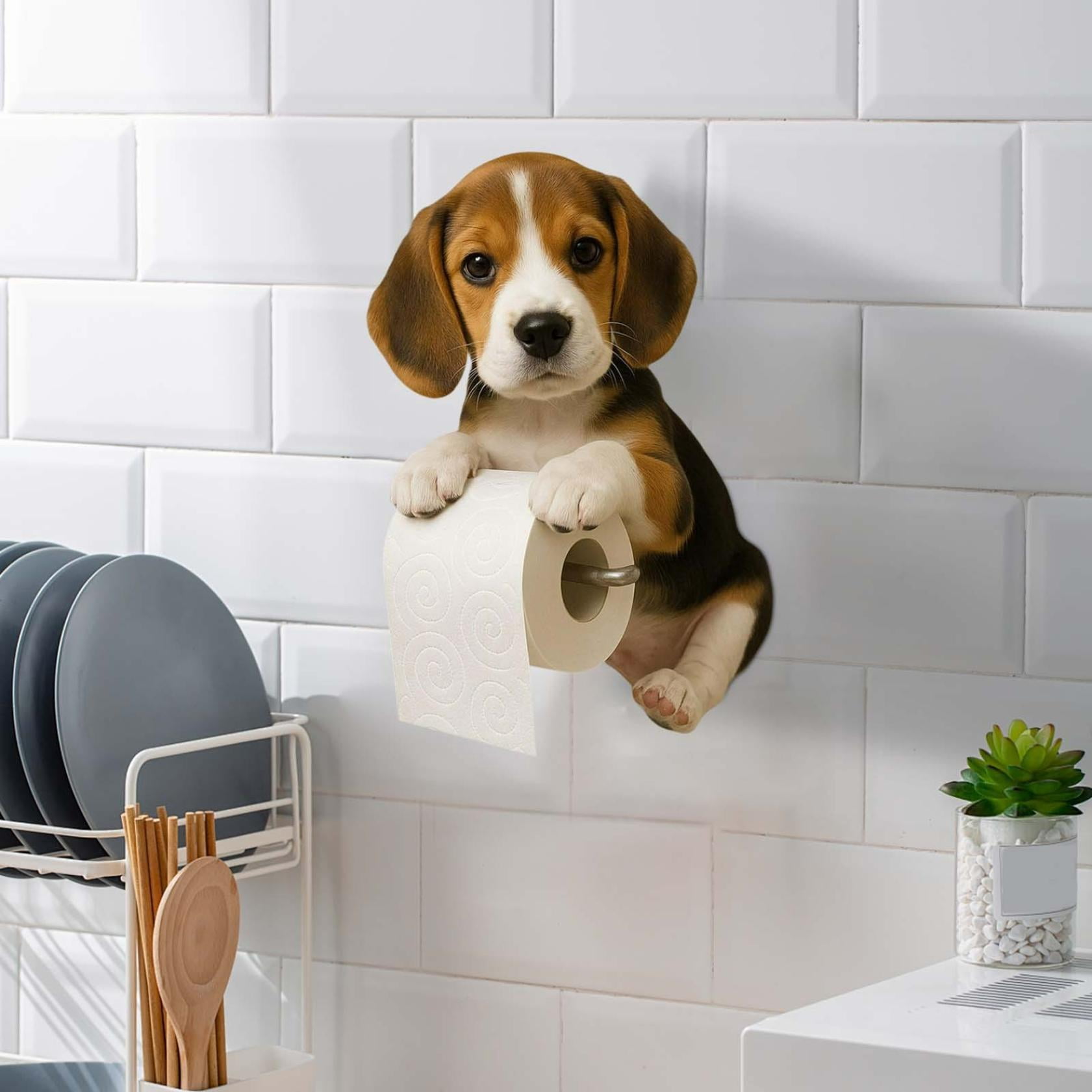 2025 New Dogs Toilet Roll Holder Series,Super Realistic Puppies Eyes On You Tissue Rack,3D Resin Cute Dog Towel Rack,Wall Mouted Toilets Paper Storage Dispenser for Home Bathroom Kitchen,Beagle