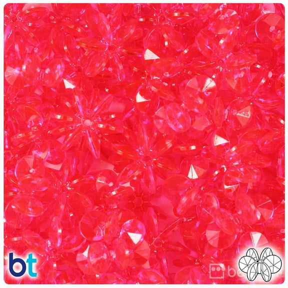 BeadTin Hot Pink Transparent 18mm SunBurst Craft Beads (135pcs)