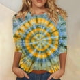 thumbnail image 2 of Trendfront Womens Tie Dye T Shirts Crewneck 3/4 Sleeve Spiral Print Relaxed Fit Casual Colorful Tee Tops, 2 of 5