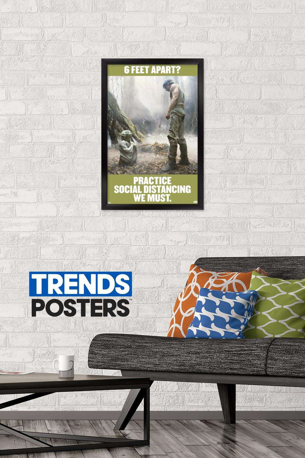 Star Wars: Saga - Luke and Yoda Social Distancing Wall Poster, 14.725" x 22.375", Framed