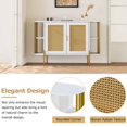thumbnail image 5 of Williamspace 47.2" Sideboard Buffet Cabinet with Storage, Modern 2-Door Accent Dining Cabinet with Gold Trim & Woven Rattan Doors for Living Room Dinning Room Kitchen, White, 5 of 8