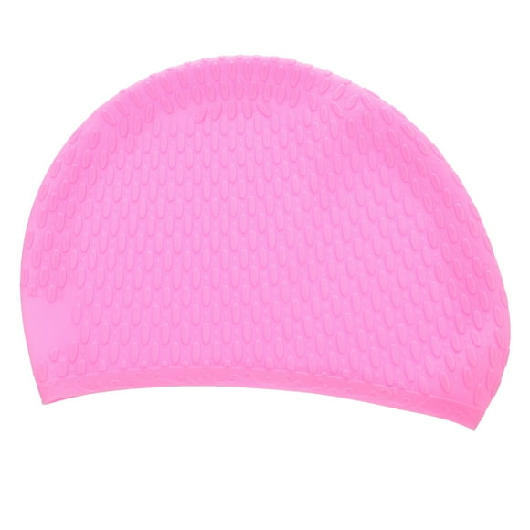 Useful Silicone Swimming Practical Waterproof Swim Pool Hat Long Hair Ear Protection Swim Caps for Women Female (Pink)