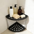 thumbnail image 4 of Triangular Countertop Spice Rack 2-Tier Corner Organizer Shelf for Kitchen Bathroom, Plastic Multi-Use Storage, Black/White, 34 x 30 cm, 4 of 6