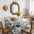 thumbnail image 3 of Navy Botanical Table Cloth Waterproof Tablecloths, Blue Dragonfly Flower Leaf Retro Style Tablecloth Dining Table Cover for Kitchen Party Tabletop Outdoor, Square Tablecloth 54x54 Inch, 3 of 9
