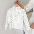thumbnail image 2 of FAVIPT Long Sleeve Shirt for Kids Girls Polka Dots Ruffled Hem T-Shirts Casual Cute Comfortable Pullover Tops White,4 Years, 2 of 5