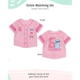 thumbnail image 2 of Disney Stitch Girls Baseball Jersey & Shorts Outfit Set, Lilo Stitch Graphic Clothes, 2-Piece (Pink, 4), 2 of 5