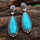 thumbnail image 2 of Boda de la gota de piedras preciosas Boho Vintage Turquesa cuelgan gancho de compromiso Pendientes Pendientes, 2 of 5