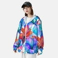 thumbnail image 3 of Kdxio Bright Flowers Print Women Men Sun Protection UPF 50+ Jackets Zip Up Long Sleeve Hoodie Hiking Lightweight with Pockets, 3 of 7