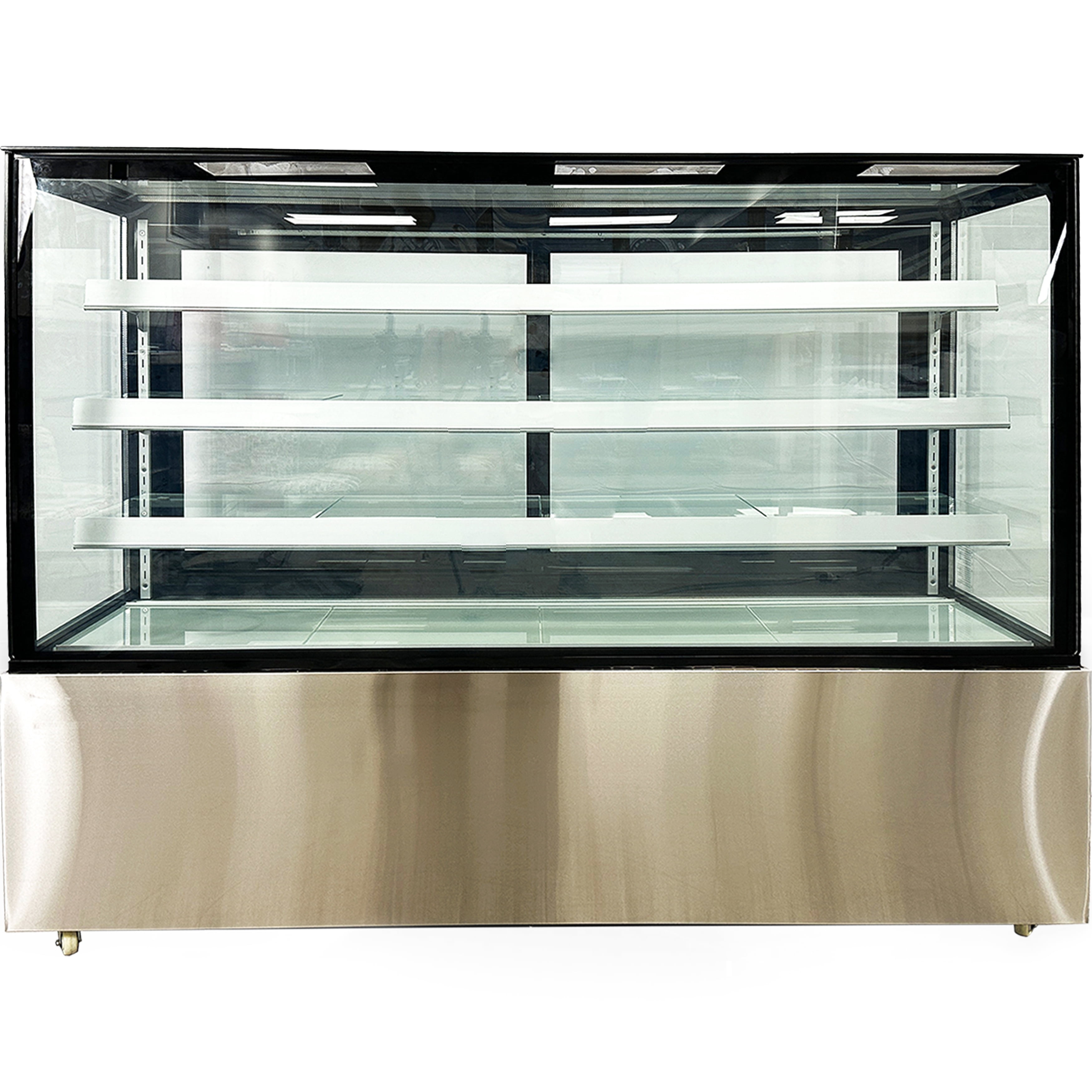 72 in. Commercial Bakery Display Case Sliding 2-Door Glass Front Refrigerator in Stainless Steel 29 Cu.Ft. NSF