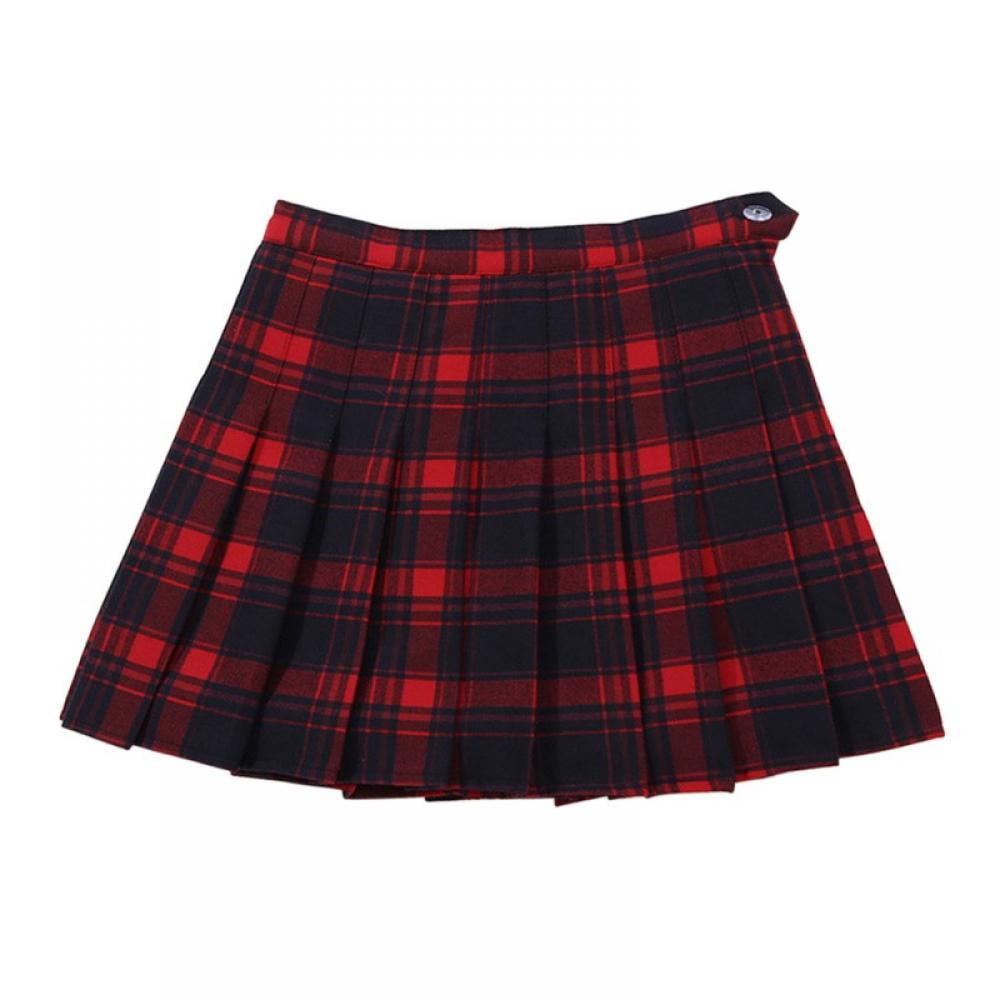 Uccdo Girls Plaid Pleated Skirt with Shorts School Girls Uniform Mini ...