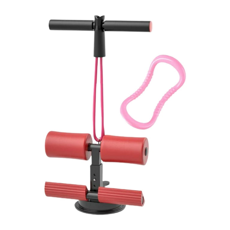 Sit up Bar for Floor Multifunctional Trainer with Suction Cup Sit up Assistant Device for Full Body Training Fitness Workout Gear red