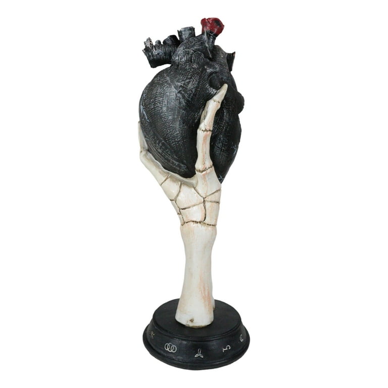 ebros gift Gothic Alchemy Skeleton Hand Holding Black Anatomy Heart With Evil Eye Figurine Clearance | Home & Garden