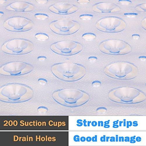 WIMAHA Extra Long Bath Mats Clear 100 x 40cm Machine Washable Shower Mats Mildew Resistant Non-slip Pebbled Bathtub Mats with Suction Cup for Bathroom 