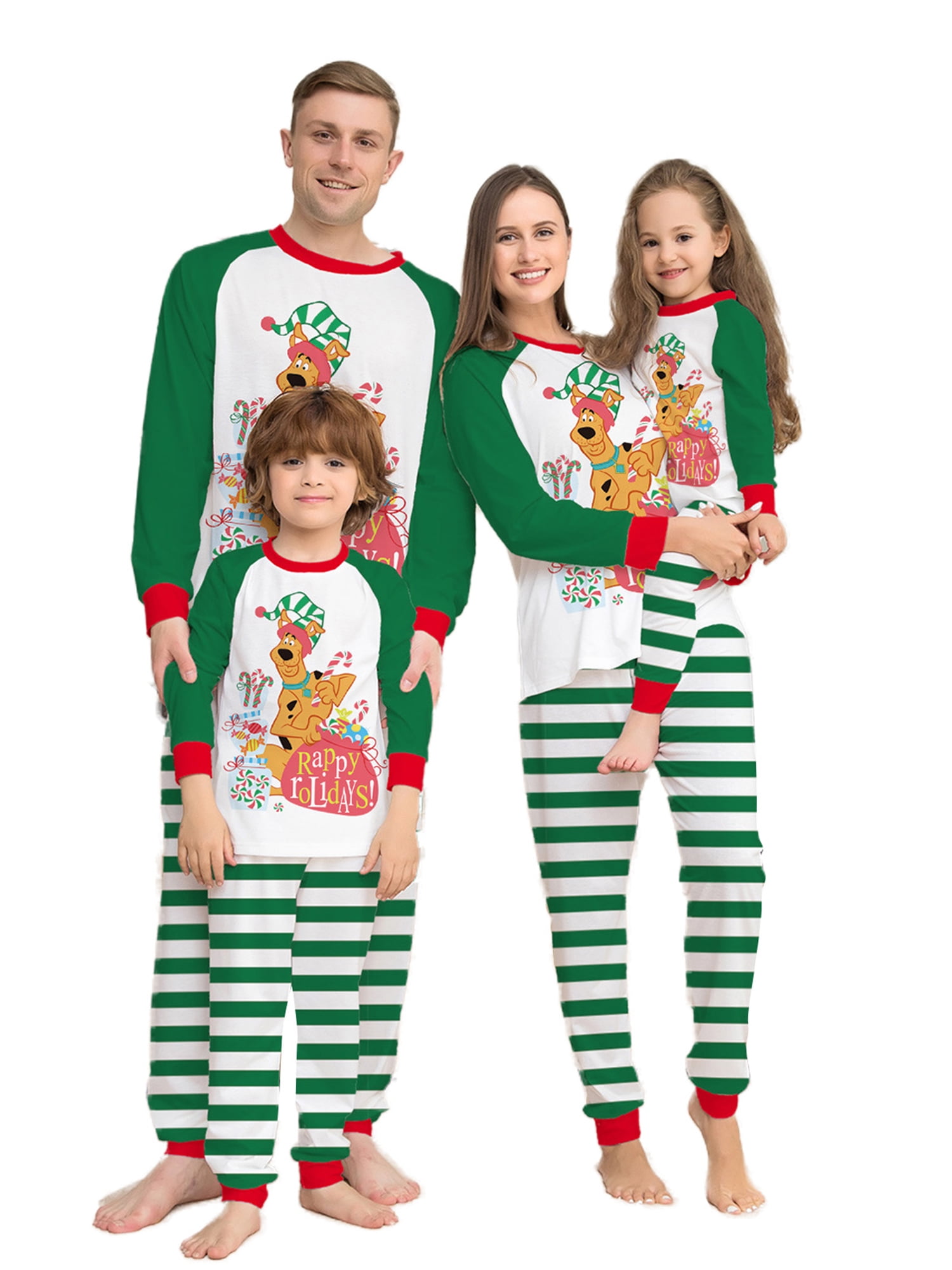 Peyakidsaa Family Christmas Pajamas Matching Set Dog Print Striped ...