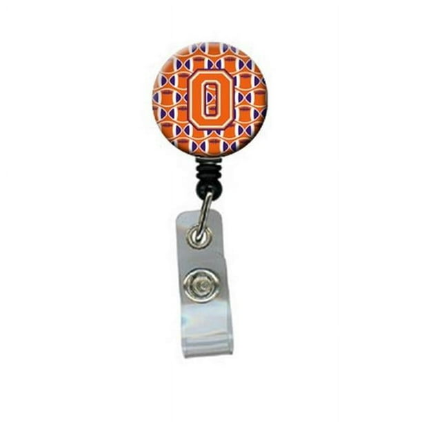 Carolines Treasures CJ1072-OBR Lettre O Football Orange, Blanc & Regalia Rétractable Badge Bobine