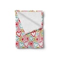 thumbnail image 2 of Valentines Day Soft Flannel Fleece Blanket, Vivid Dots and Hearts Abstract Doodle Style Arrangement of Shapes Ornamental, Cozy Plush for Indoor and Outdoor Use, 70" x 90", Multicolor, by Ambesonne, 2 of 6