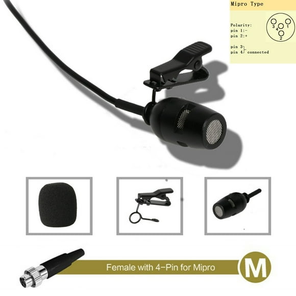 4Pin Xlr 3.5Mm Lavalier Lapel Microphone for for for for Shure Wireless Black M Shenzhuyue