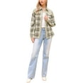 thumbnail image 2 of Chaqueta de pana INSPIRE CHIC para mujer, camisa de franela tipo shacket, camisa de cuadros con botones, chaquetas casuales M color albaricoque, 2 of 6