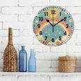 thumbnail image 3 of Yayeee 10" Wall Clock Battery Operated Quartz Round Silent Non-Ticking Home Decor, Retro Beige Rainbow, 3 of 6