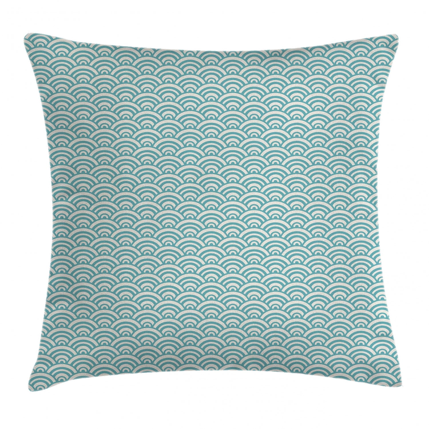 Aqua Throw Pillow Cushion Cover, Curvy Lines Bubbles in High Seas