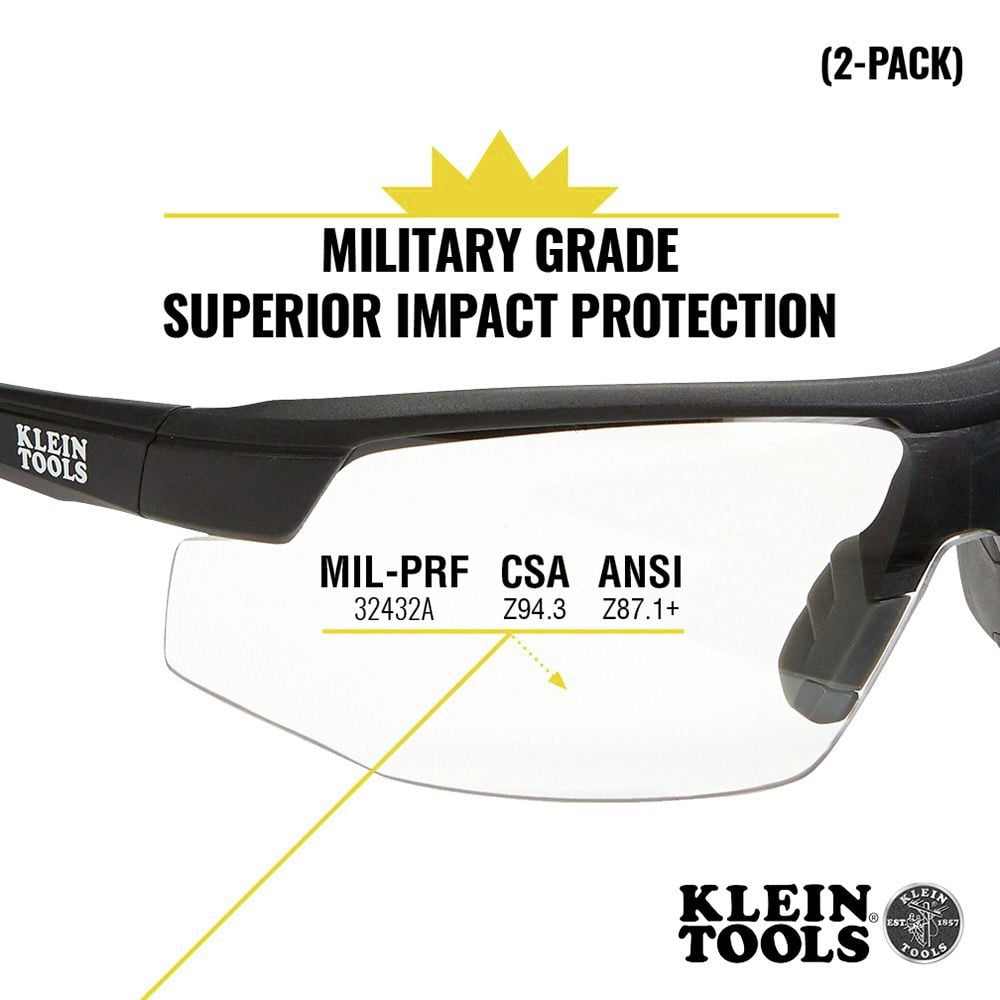 Klein Tools 60171 Standard Safety Glasses - Clear Lens (2/Pack)