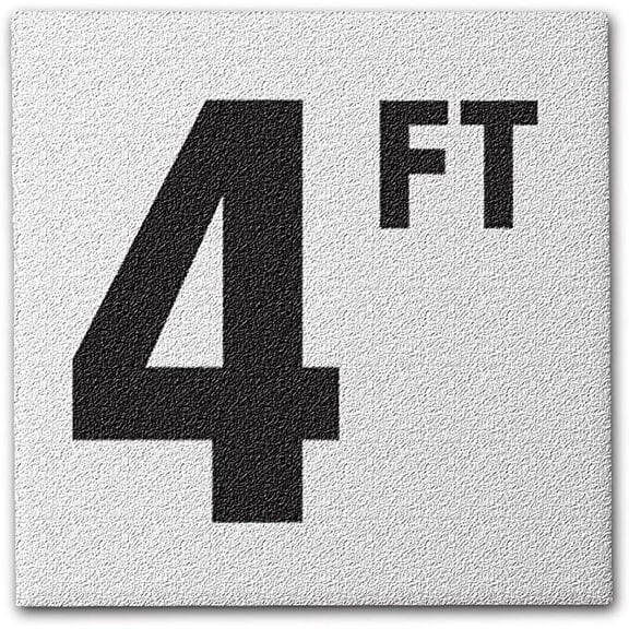 Ceramic Swimming Pool Deck Depth Marker " 4 FT " Abrasive Non-Slip Finish, 4 inch Font