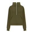 thumbnail image 3 of Yyeselk Half Zip Sweatshirts for Women Casual Fleece Long Sleeve Loose Quarter Zip Up Comfy Solid Color Cropped Pullover Sweatshirt with Thumb Hole Green XXXXL, 3 of 5