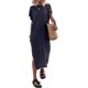 thumbnail image 1 of Lucakuins - Vestido de playa informal de verano para mujer, color sólido, manga corta de murciélago, cuello redondo, vestido dividido Lucakuins  moda, 1 of 8