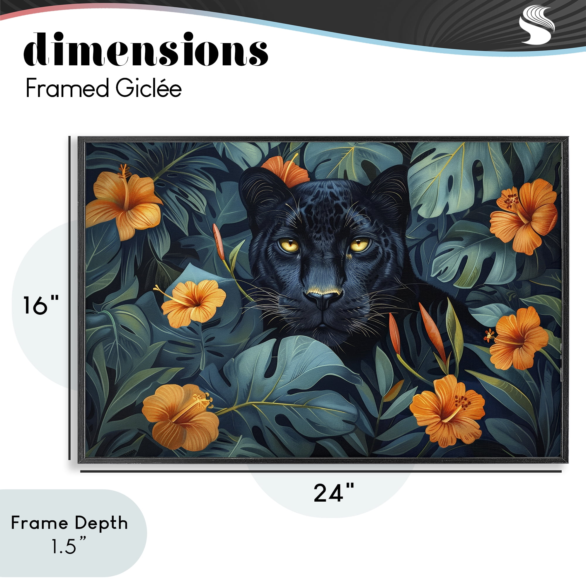 Stupell Industries Hiding Panther's Paradise Black Framed Giclee Art, design by Ray Powers