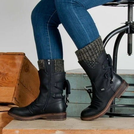 

2022 Women Winter Mid-Calf Boots Flock Winter Shoes Ladies Fashion Snow Boots Shoes Thigh High Suede Warm Botas