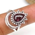 thumbnail image 4 of Natural Red Garnet Ring, 925 Sterling Silver Ring, Designer Ring, Handmade Jewelry, Boho Jewelry, Moon Crescent Ring, Statement Pretty Ring,, 4 of 4