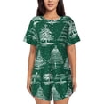 thumbnail image 1 of Fotbe Christmas Trees Conjunto de Pijama Estampado para Mujer, 2 Piezas, Ropa de Dormir con Camiseta de Manga Corta y Shorts Suaves-XX-Large, 1 of 6