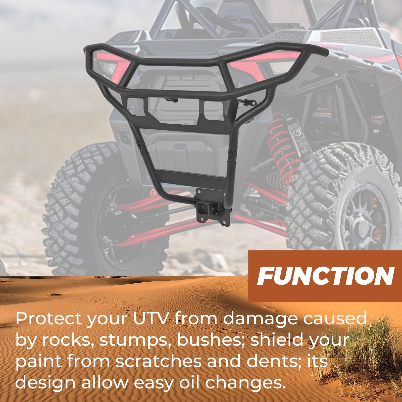Kojem UTV Rear Bumper for 2014-2023 4WD Polaris RZR XP 1000/4 1000 Protect Rear End Heavy Duty