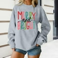 thumbnail image 2 of Women's Christmas Sweatshirt Cheerful Embroidered Sweater Crew Neck Wool Linen Warm Winter Wear, 2 of 10