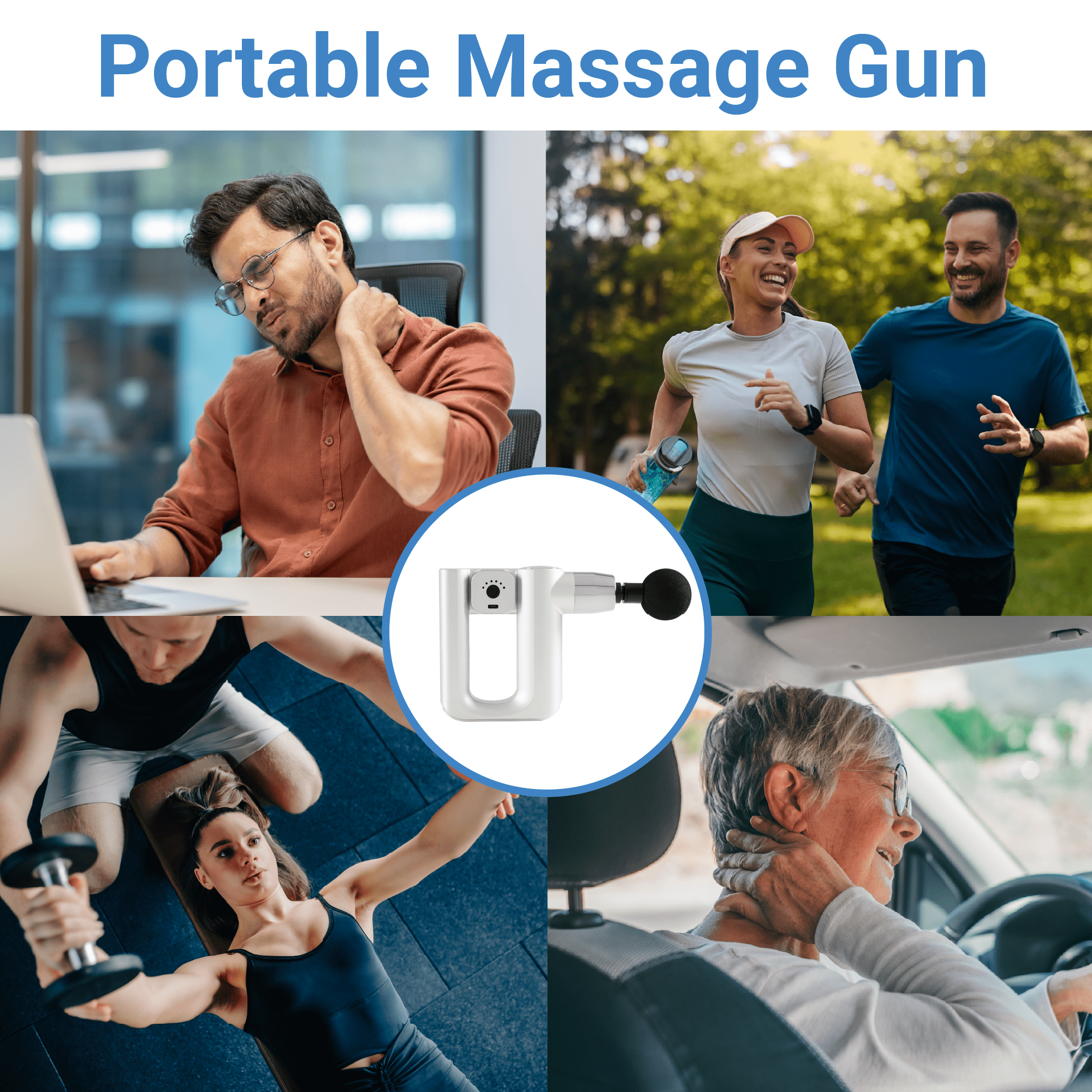 Daiwa Felicity Robo Touch Deep Tissue Massage Gun – Portable Percussion Therapy for Back, Shoulders & Legs – Brushless Motor, Multi-Head Attachments, Quiet & Rechargeable