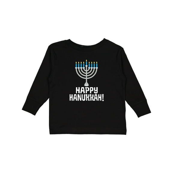 Inktastic Happy Hanukkah Menorah Boys or Girls Long Sleeve Toddler T-Shirt