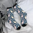thumbnail image 5 of KLL Cute Rabbit Floral Print Cool Socks Men's Women's Crew Socks Funny Crazy Novelty Stockings, 5 of 6