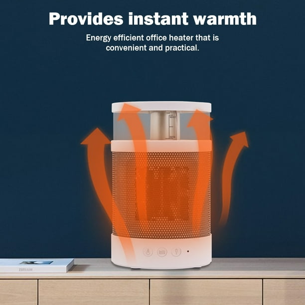 Humidificador de calentador de aire caliente de escritorio 3 en 1, luz nocturna, ventilador más cálido de 800 W, uso en interiores