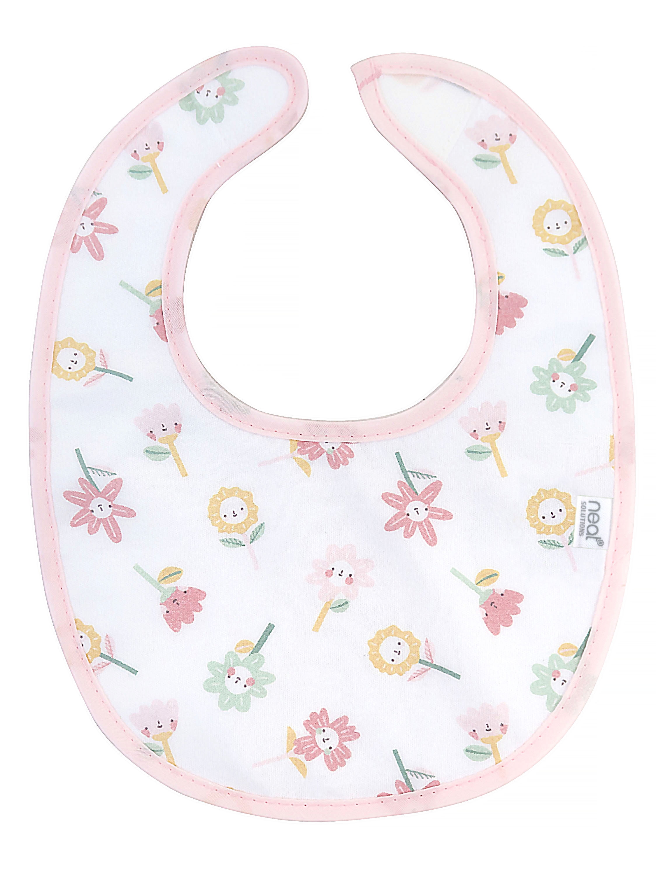 Neat Solutions 3 Pack Girl Print & Solid Infant Milk Bibs