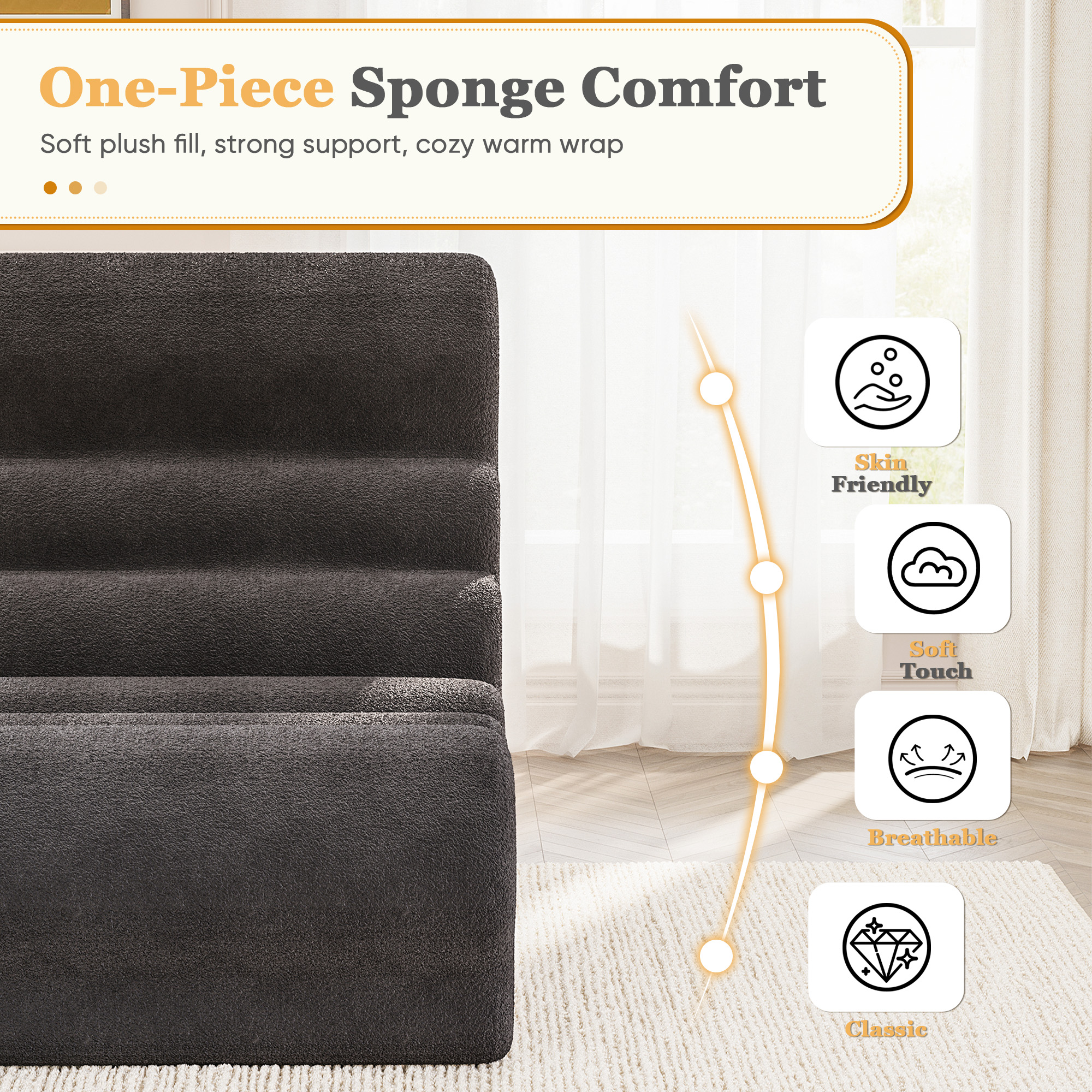 Homall Teddy Plush Bean Bag Chair for Adults – Soft Sponge-Filled Lounge Seat, Comfortable Floor Chair for Living Room and Bedroom, Dark Gray